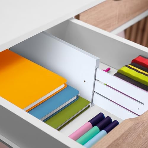 DoubleFill 4 Pcs Deep Bamboo Drawer Dividers, Deep Kitchen Dresser Drawer Organizer with Spring Loaded for Clothes, Adju