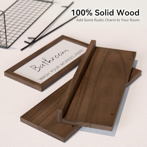 WOPITUES Floating Shelves for Bathroom Decor Art, Rustic Brown