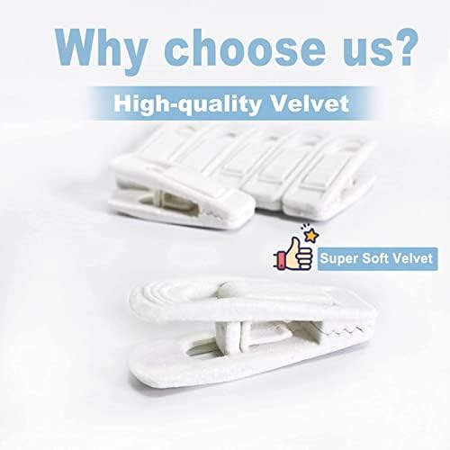 TOFIIGREM White Velvet Hangers Clips 40 PCS, Pants Hangers Velvet Clips Easily Add to Velvet Hanger, Skirt Suit Pants Clothes Velvet Hangers, Baby Kids Hangers Clips