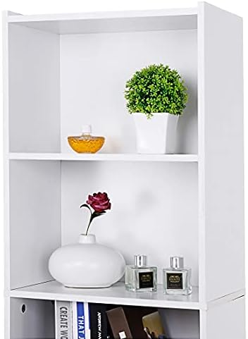Nouva 5-Tier Bookcase, Freestanding Wood Open Bookshelf Storage Rack for CDs Movies Books, Book Organizer Shelves for Be