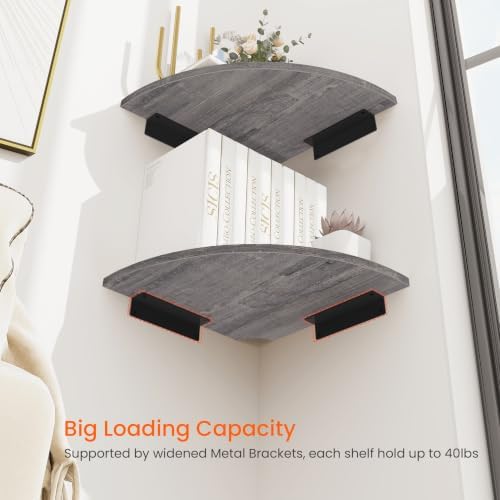 Homode Corner Floating Shelves, Round Corner Shelf Wall Mount Set of 4