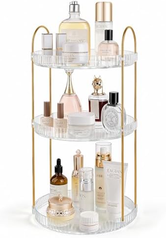 360° Rotating Makeup Organizer Large Capacity Perfume Tray, 2 Tier, Clear