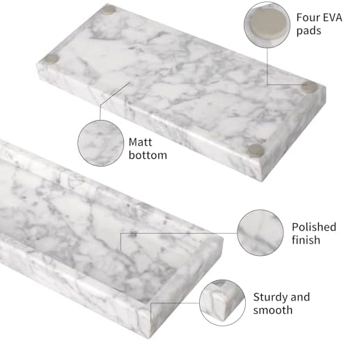 Marble Bathroom Vanity Tray, Carrara White, 12"x 5" x1.2"