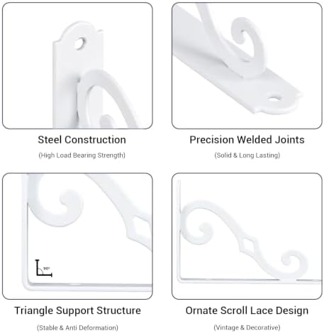 HOME MASTER HARDWARE Decorative Shelf Brackets, 5x3.5 inch, White, 10 Pack