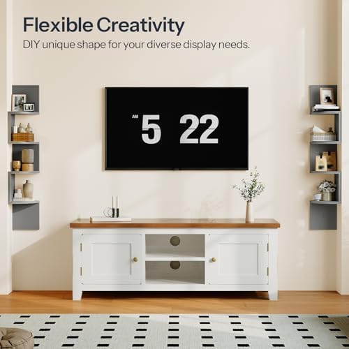 HOOBRO Corner Shelf Wall-Mounted, Set of 2 Floating Corner Shelves for Wall