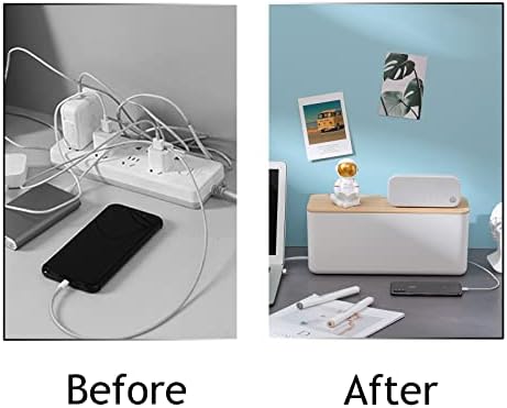 Changsuo Wall Mount Cable Management Box LargeCable Organizer Box for Extension Cord Power Stripe Surge Protector Wire M