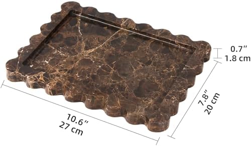 Scalloped Marble Decorative Tray, Light Emperador, 10.8 * 8