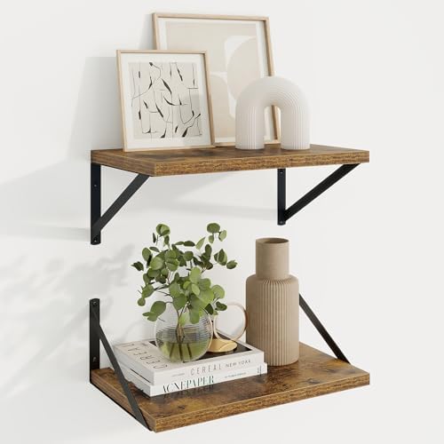 Axeman Deep Floating Shelves, 16'' x 10'' Brown Wall Shelves Set of 2