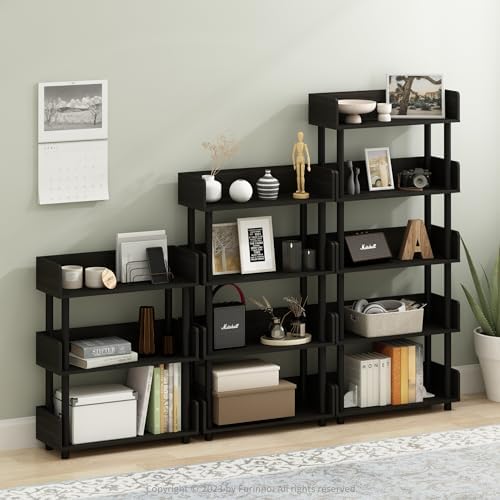 Furinno TURN-N-TUBE Display Shelf, 3-Tier Storage Shelves with Side Panels, Open Shelves Book Shelf with Rounded Corner 