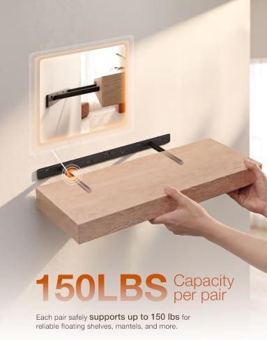 BATODA 16" Floating Shelf Bracket 2PCS, Hidden Bracket for Floating Shelves