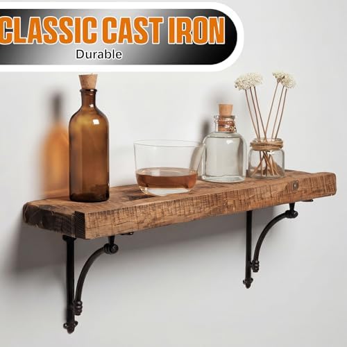 Gisafai 4 Pcs Decorative Shelf Brackets 10 Inch Cast Iron Shelf Brackets