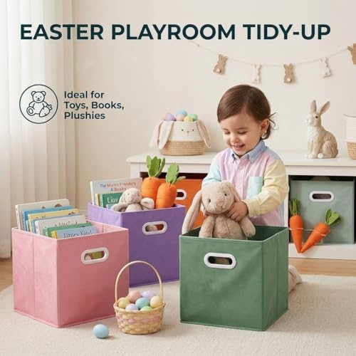 Lourome 11 inch Cube Storage Organizer, 6Color 6 Pack, with Handle
