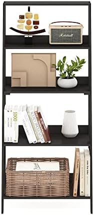 Furinno Ladder Bookcase Display Shelf, 5-Tier, Espresso