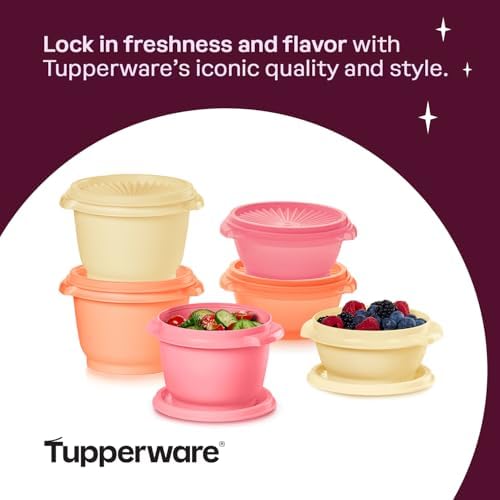 Tupperware Heritage Collection, New 12 Piece Food Storage Container Set in Vintage Warm Colors, Dishwasher Safe and BPA Free (6 containers, 6 lids)
