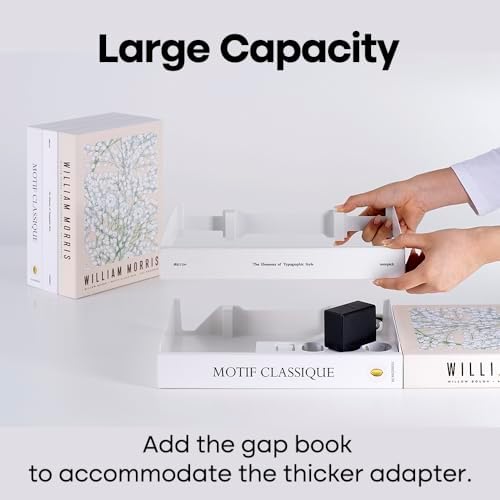 Book Shape Decorative Cable Management Box - Expandable Cable Organizer Box with Magnetic Closure for Home & Office (Wil