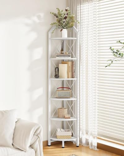 CHOEZON 6-Tier Industrial Corner Shelf, 71.2" Corner Storage Stand, Plant Stand Display Shelf, Corner Bookcase for Bedro