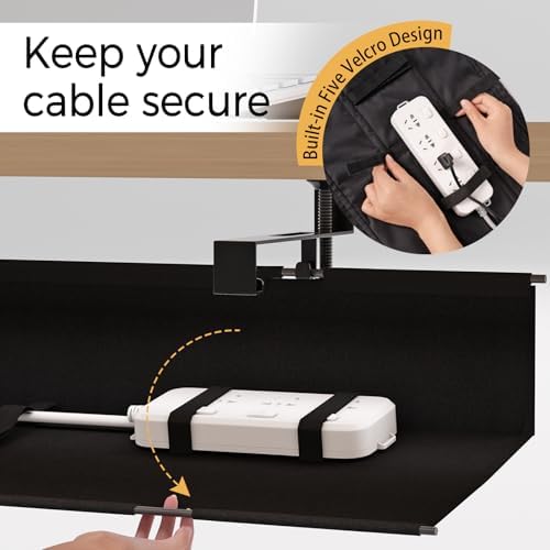 Under Desk Cable Management Tray 39.7" - No Drill Computer Wire Organizer Cable Tray, Cord Hider Clamp Mount with 16X Ca