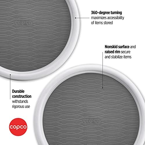 Copco Lazy Susan Turntable Organizer Set of 2, 9 Inch Rotating Cabinet and Pantry Storage, Nonslip Surface with Outer Ri