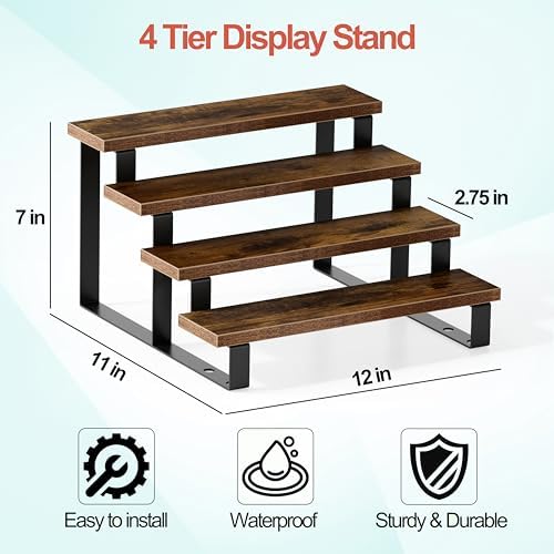 Boulphia Cologne Organizer for Men, 12 Inch Wood Cologne Stand 4 Tier Perfume Organizer for Dresser, Versatile Step Disp