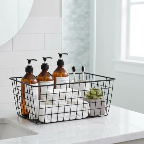 Metal Black Large Wire Basket Food Storage Organizer,pantry organizers and storage for Organizing Kitchen Cabinets potat