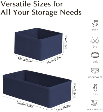 DIMJ Drawer Organizers Clothes, Set of 8 Dresser Organizer Bins, Fabric Closet Organizers and Storage, Shallow Drawer Di