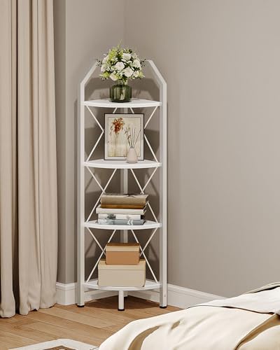 CHOEZON 4-Tier Corner Shelf, Industrial Corner Bookshelf, 47.6" Corner Storage Stand, Plant Stand Display Shelf, Corner 