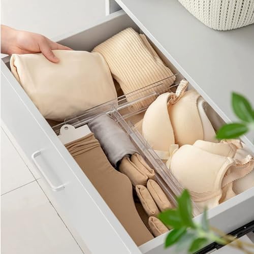 Guo's hyekbe 8 Pack 3.2 Inch Tall ABS Drawer Divider -Expandable from 10.9-20.5''-Adjustable Dresser Drawer Plastic Orga
