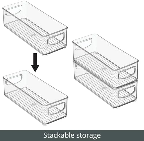mDesign Small Plastic Office Storage Container Bins with Handles for Organization in Filing Cabinet, Closet Shelf, or Desk Drawers, Organizer for Notes, Pens, Pencils, Ligne Collection, 6 Pack - Clear