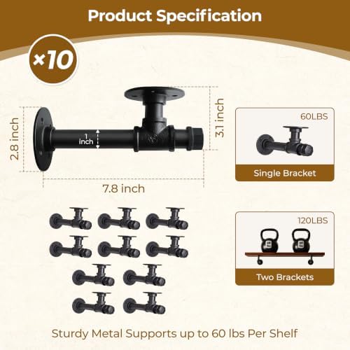 Industrial Pipe Shelf Brackets for Floating Shelves,Heavy Duty Bracket