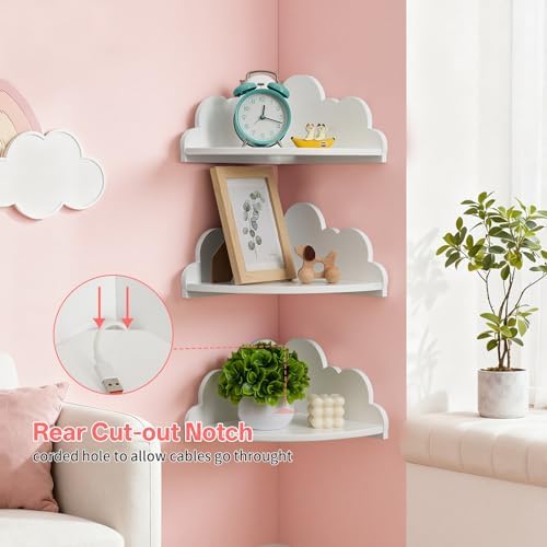 Cloud Corner Floating Shelves Set 3 Wall Mounted for Kid's Room