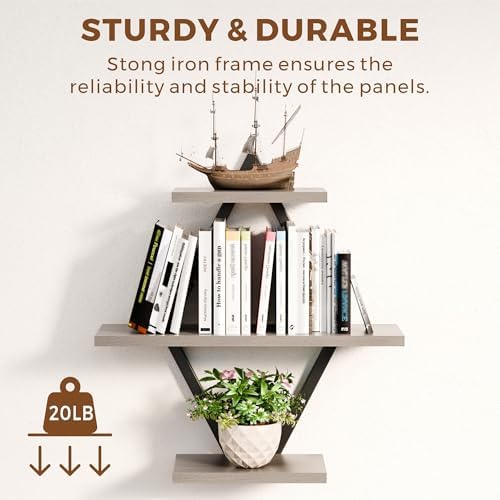 Floating Wall Shelves, Set of 2, Gray
