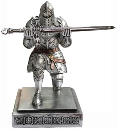 King's Guard Knight Pen Holder with a Letter Opener Desk Organizers Silver