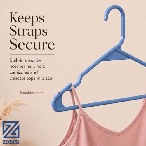 Zober Blue Plastic Hangers 50 Pack, Clothes Hangers Plastic