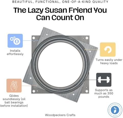 Lazy Susan Hardware, 4 inch, 350 lbs. Load Capacity, Pack of 10 Steel Lazy Susan Turntable Ball Bearing, by Woodpeckers