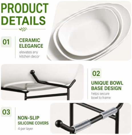 HBlife 2 Tier Fruit Bowl, Ceramic Fruit Basket for Kitchen Counter