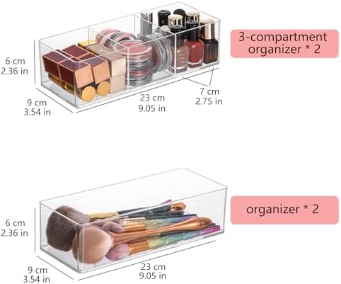 Acrylic Organizer 4-Piece Makeup Organizer Set
