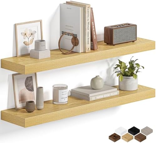 Fun Memories Floating Shelves for Wall 30 Inch, Set of 2 – Wall-Mounted Storage & Display Shelf with Invisible Bracket, 