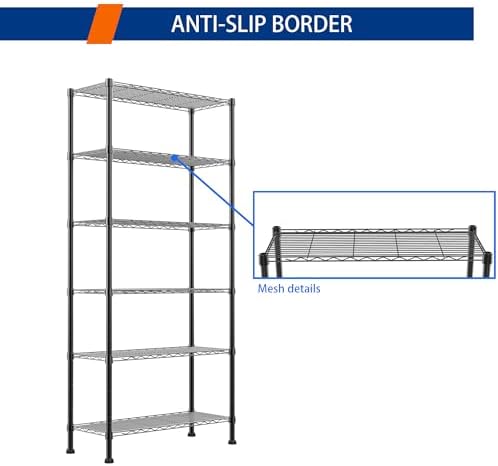 REGILLER 6-Wire Shelving Metal Storage Rack Adjustable Shelves,Standing Storage Shelf Units for Laundry Bathroom Kitchen