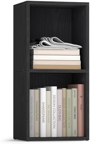 VASAGLE Bookshelf, 2-Tier Bookcase, 11.8 x 9.4 x 25.2 Inches