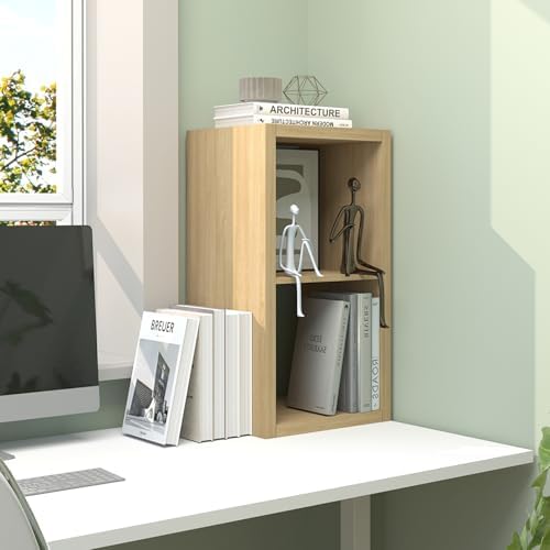 CTESNE【2026 Wooden Thick Frame 2 Cube Storage Organizer Shelf with Anti-Tipping Kits + Reversible Open Back Bookcase, Ho