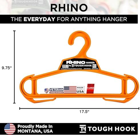 Rhino Tough Hook Heavy Duty Clothes Hangers, USA-Made, Body Armor, 1 Blue