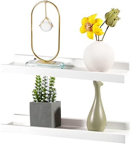 16-Inch White Solid Oak Wood Floating Shelf for Wall Decor