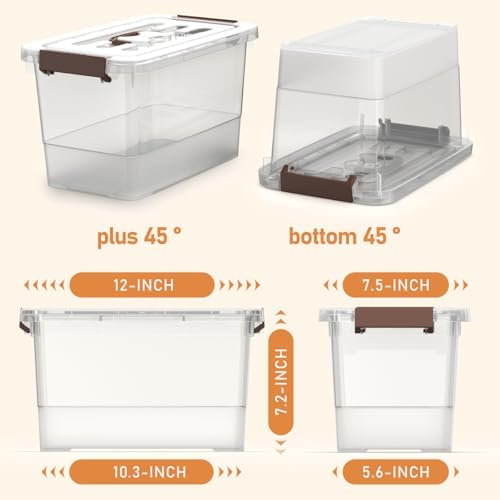 8 Packs Clear Plastic Storage Bins with Lids/Handle, 7 Quart Storage Latch Organize Boxs, Stackable Storage Containers f