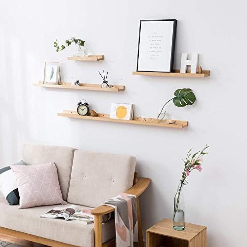 HOMWOO Floating Shelves Walnut Natural Wood Wall Shelves Small Picture Ledge for Home, Living Room, Bedroom, Bathroom, O