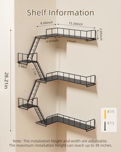 Fire Escape Wall Shelf, Modern City Style Corner Wall Ladder Shelves, Metal Action Figures Display Floating Shelf, New Y