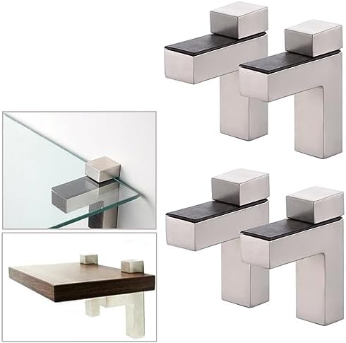 AWEN 4pcs Solid Metal Adjustable Wood/Glass Shelf Bracket Wall Mount, Shelf Holders，3-28mm Thick Adjustable Shelf Bracke