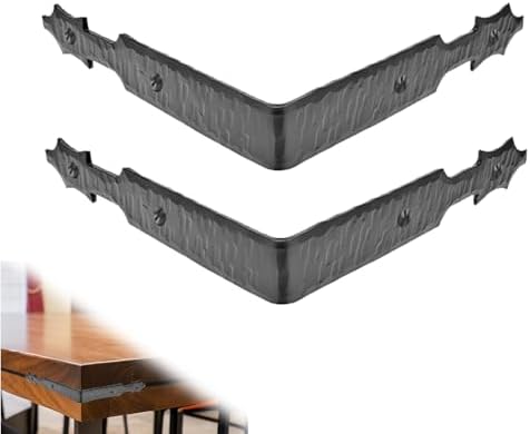 2 Pack - 6" Metal Corner Bracket for Furniture - Black - Handmade Decorative Corner Braces - Rustic Metal Brackets for T