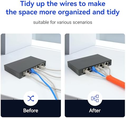 Cable Management, 16FT Wire Management Computer Cord Desk Organizer Protectors from Pets No Chew (Orange, 16mm-(2/3"))
