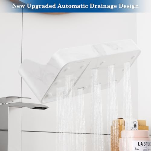 Marble Bathroom Countertop Organizer - Silicone Bathroom Vanity Countertop Organizer - Tooth Brush Organizer With 2PCS Q