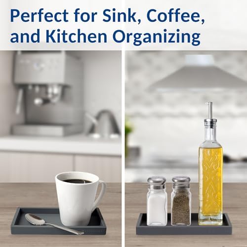 Spacewiser Countertop & Vanity Silicone Tray – 2 PC Small 7.7" Soap Tray